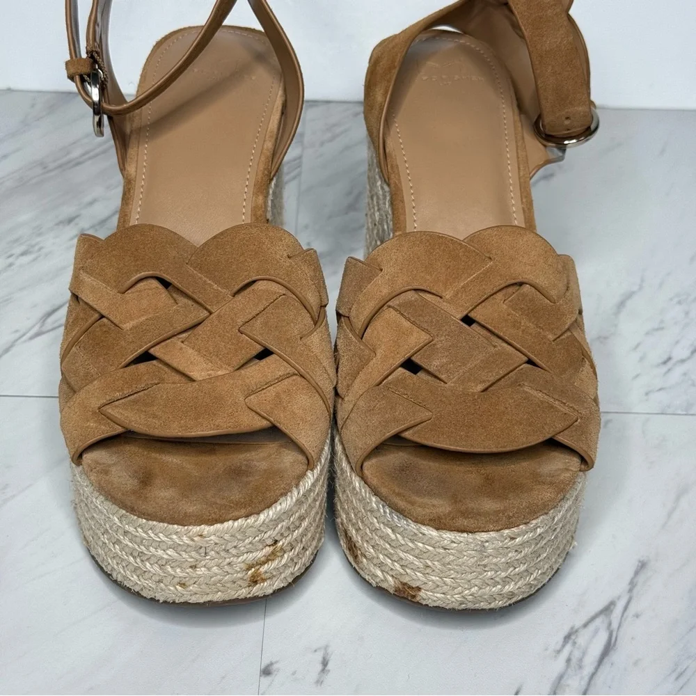 Marc Fisher Oleta Brown Suede Espadrille Platform Heeled Sandal 8 1/2 M